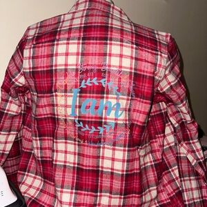 Women's Red Plaid Button Down Shirt